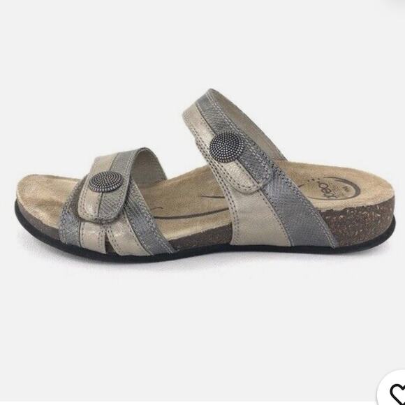 Abeo 'Barbara' Women's 8 NARROW Pewter Comfort Sandal Cork Footbed Walking - Picture 1 of 9